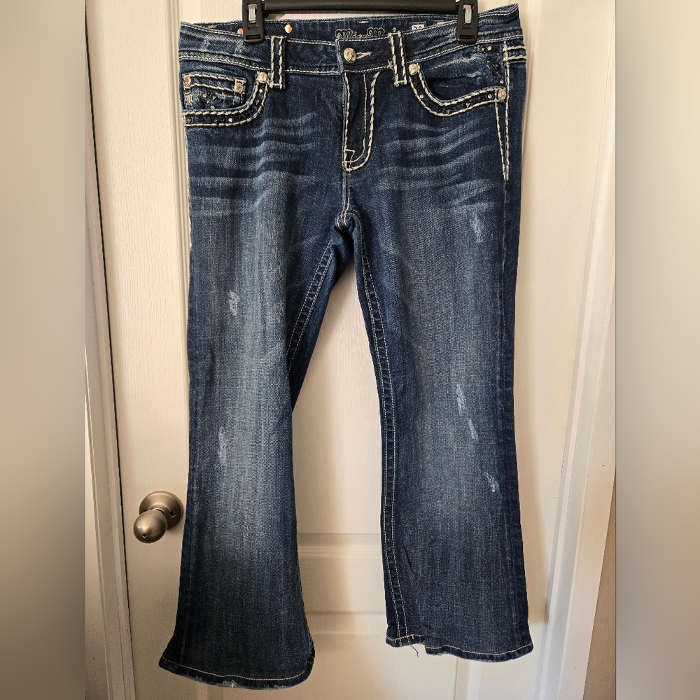 Miss Me Flare Jeans - Size 32 - Has Gemstone Accents *Hemmed*